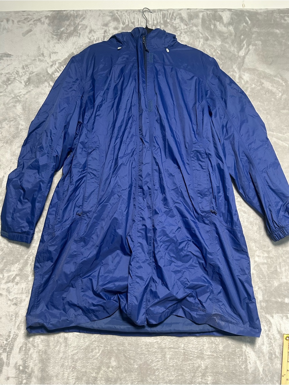 LL Bean Fleece Lined Long Rain Coat Women’s 2X Blue